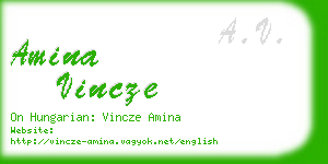 amina vincze business card